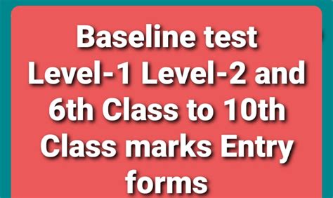 Baseline test Level-1 Level-2 and 6th Class to 10th Class marks Entry ...