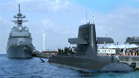 Download wallpaper submarine, destroyer, JS Shiranui DD-120, JS Taigei ...