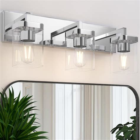Danshinro Chrome Bathroom Vanity Light, Square Design 3 Lights Morden ...