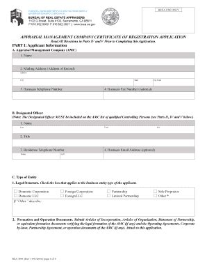 Fillable Online orea ca APPRAISAL MANAGEMENT COMPANY CERTIFICATE OF ...