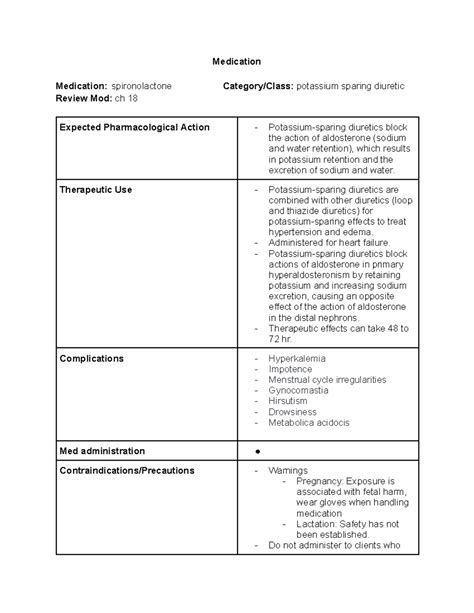 Ati med - spironolactone - Medication Medication: spironolactone Category/Class: potassium ...
