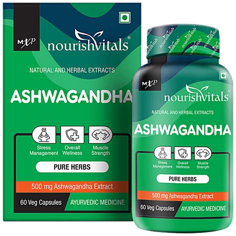 Buy Nourishvitals Ashwagandha500 mg Capsules - Stress Management, For ...