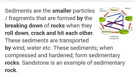 c."Rocks roll down, crack, and hit each other and are broken down into ...