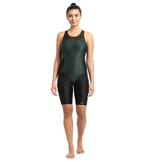 Buy Speedo Mesh Panel Legsuit One Piece Black-Greenglow-Rose Gold ...