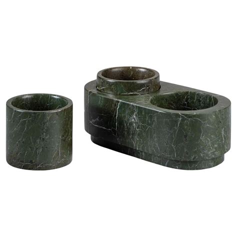 Forest Green Marble Salt and Pepper Container Set For Sale at 1stDibs
