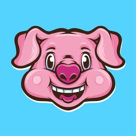 Cute pinky pig character logo | Free Vector