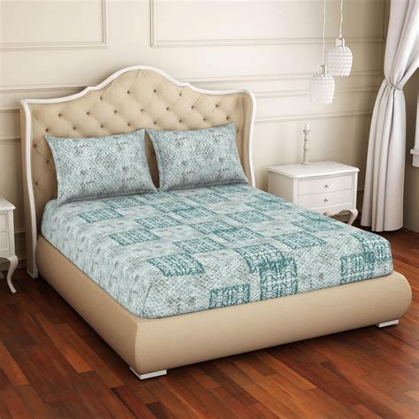 Buy SPACES Adonia Cotton 144TC Printed 3Pcs Queen Bedsheet Set from ...
