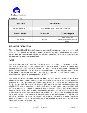 Fillable Online IDENTIFICATION Department Position Title Health and ...