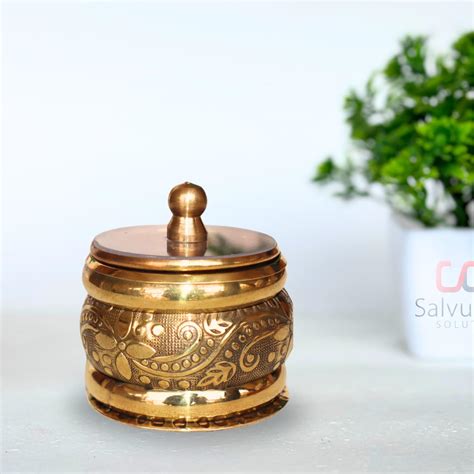 Buy Salvus APP SOLUTIONS Traditional Handmade Brass Round Kumkum ...