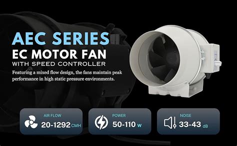 Astberg AEC 200 Quiet Inline Duct Fan with 0-100% Variable Speed ...