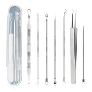GLUN® Blackhead & Acne Tool Kit, Clip Facial Comedone Needle Set ...