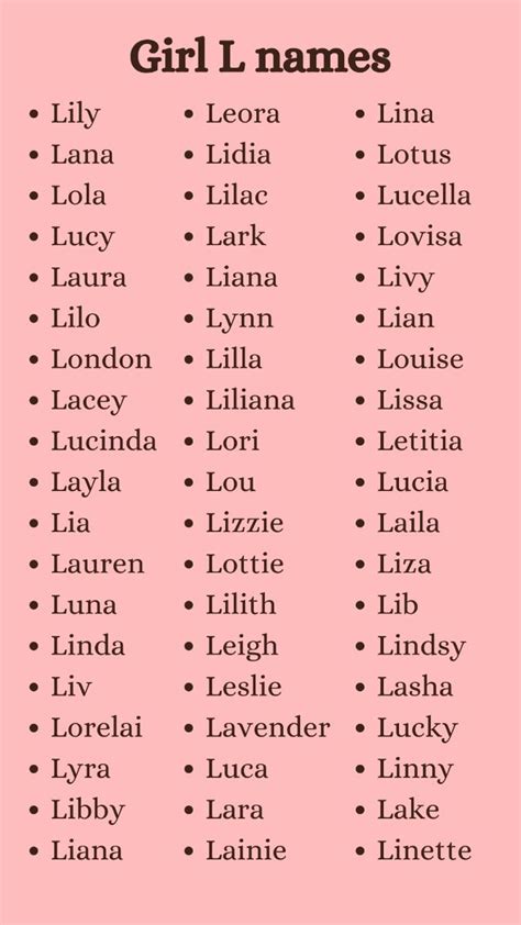 Girl names beginning with the letter L | Conseils d'écriture, Liste de ...