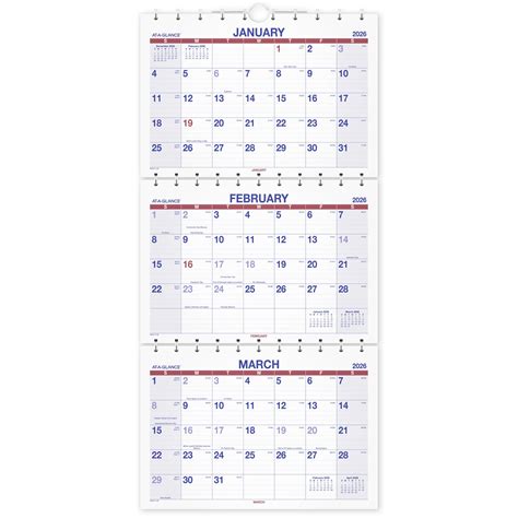AT-A-GLANCE 2026 Move-A-Page Three Month Wall Calendar Large 12 x 27 - Monthly - Walmart.com