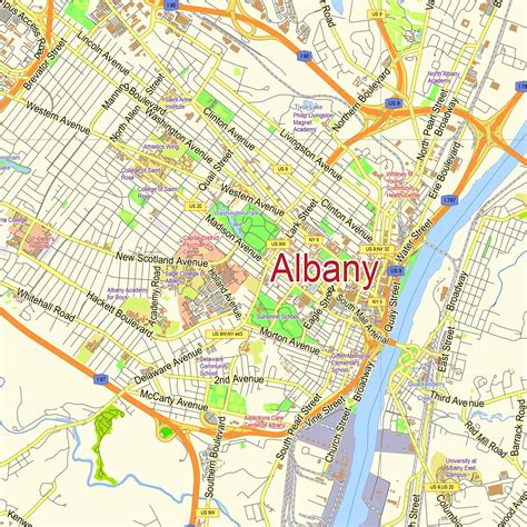 Albany New York US Printable Vector Map