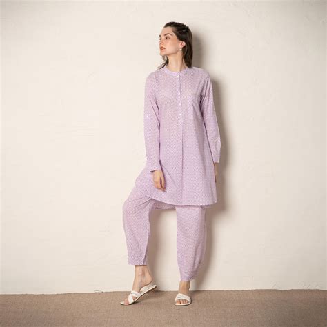 Lavender Cotton Printed Loose Fit Up-Down Co-Ords Set. – Ekohum