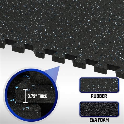 SUPERJARE 0.79 Inch Gym Flooring for Home Gym, 6 Tiles Exercise ...