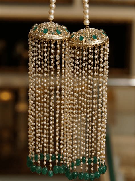 Emerald Green Jadau Bridal Kaleeras – QUEENS JEWELS