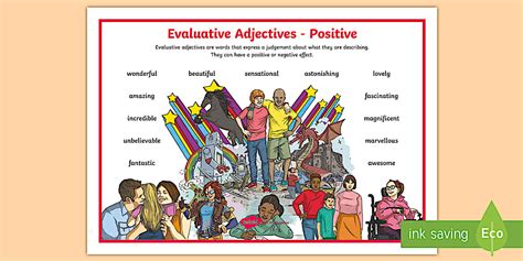 SA Evaluative Writing Adjectives Positive Word Mat - Twinkl