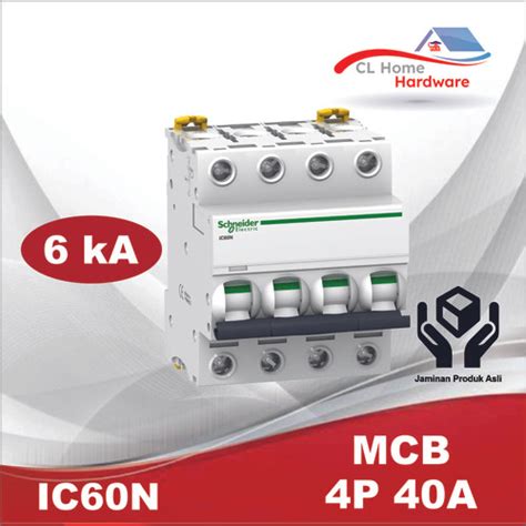 Jual MCB Schneider Acti9 iC60N 4 Phase 40 Ampere Original SNI, 4p 40a ...