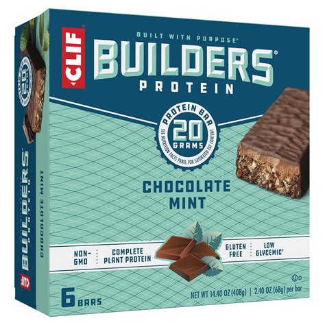CLIF Builders - Chocolate Mint - Protein Bars - 2.4 oz. (6 Pack ...