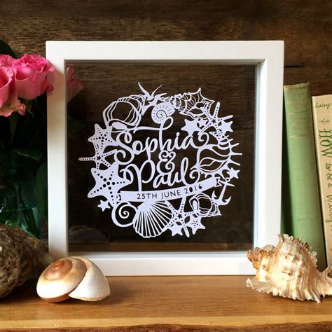 personalised seaside beach first anniversary gift by sas creative ...