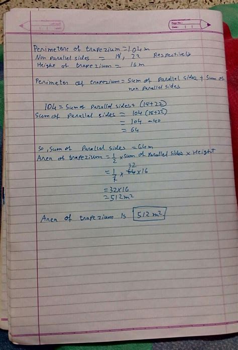 The perimeter of a trapezium is 104m,its non-parallel sides are 18m and ...