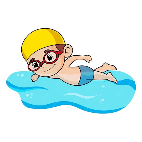 Premium Vector | Cute kid cartoon swimming clipart