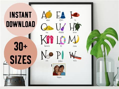 Hawaii Language Illustrated Alphabet Digital Print - Etsy