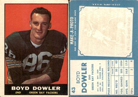 Boyd Dowler 1961 Topps #43 Card Green Bay Packers FREE SHIP ...