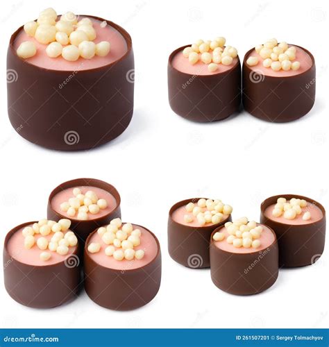 Chocolate Candies Collection Collage Isolated on White. Stock Image ...