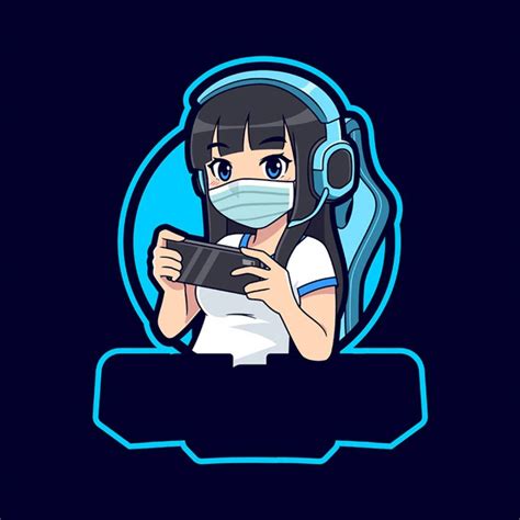 Download Cool Blue Girl Gamer Logo Wallpaper | Wallpapers.com