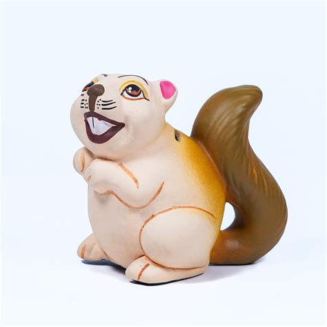 Smiley Squirrel Ceramic Coin Bank – Handcrafted Woodland Charm – Kumhari
