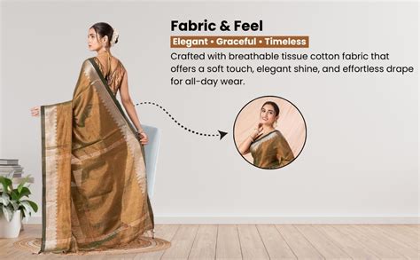 DURGA HANDLOOMS Tissue Cotton Saree with Detailed Zari Work Border and ...