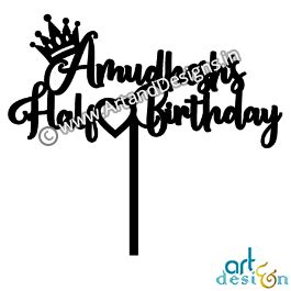 Personalized Name Half Birthday Cake Topper | ArtandDesigns.in