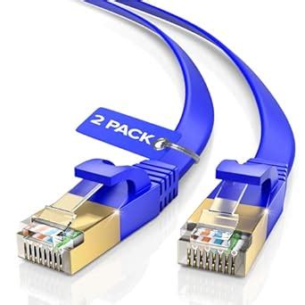 Maximm Cable CAT7 Flat Ethernet Cable, 2 Pack (Blue, 6ft) 10 Gbps, 600 ...