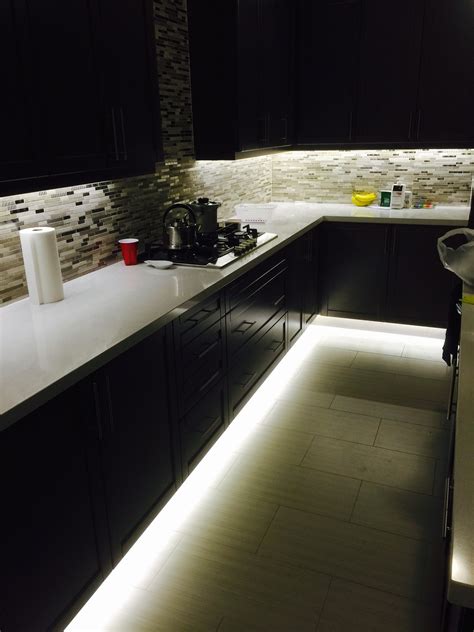 Under cabinet and footwell led strip lighting. Also hidden counter top ...
