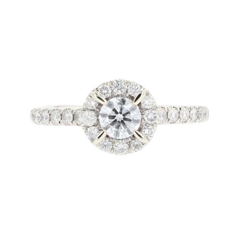1.21ctw Round Cut Diamond Halo Engagement Ring 14k White Gold Size 6.25