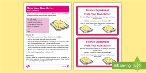 Making Butter In The Classroom - Experiment and Prompt Card