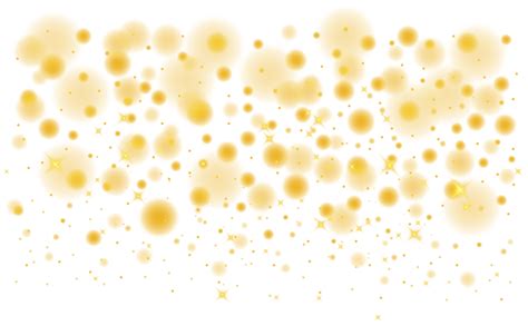 Golden shining bokeh lights with glowing particles on transparent ...