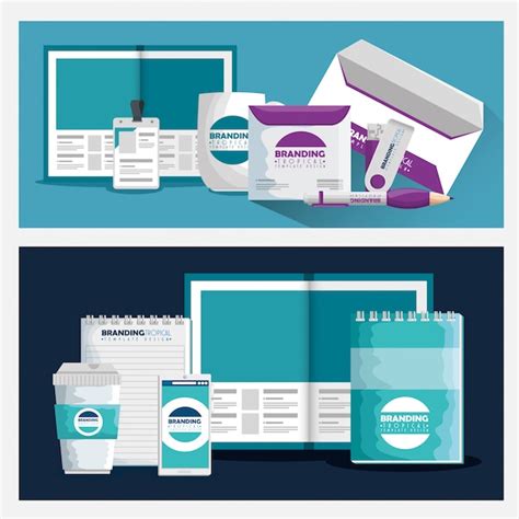 Set of business brochure with branding product style | Premium Vector