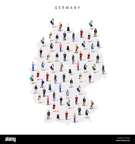 Germany population map. Large group of people in a shape of German map. Flat vector illustration ...