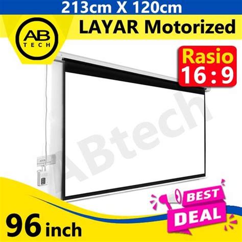 Jual Layar Proyektor Motorized 96 inch Rasio 16:9 - Screen Projector 96 ...