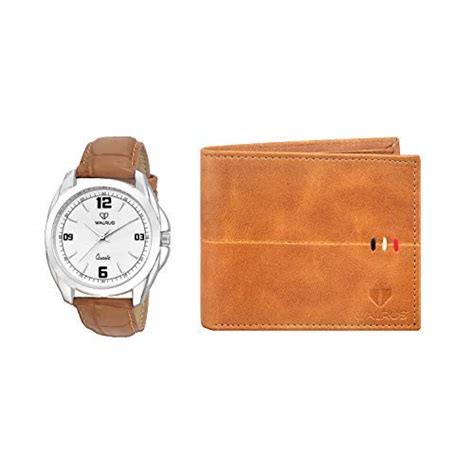 Walrus Men Combo Pack of White Watch & Tan Leather Wallet : Amazon.in ...