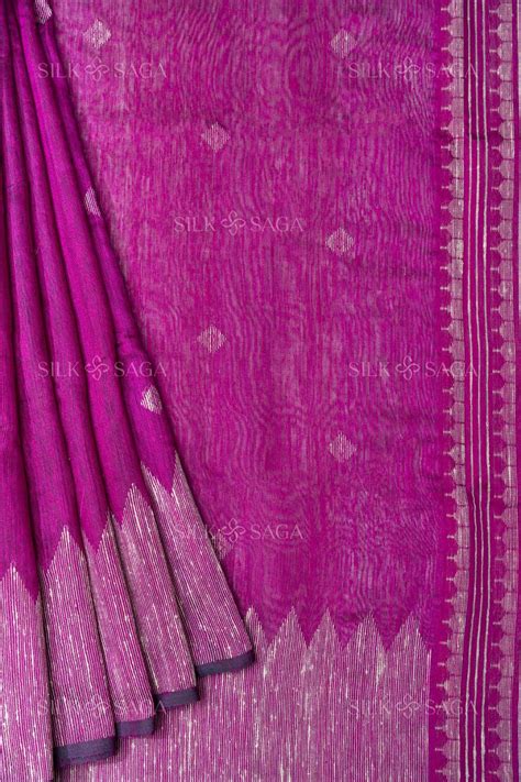 Pure Matka Silk Magenta Saree with Resham Hand Work – Silksaga Studio