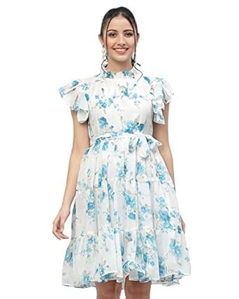 Buy MISS AYSE Women's Georgette Fit and Flare Knee-Length Dress (MA11 ...