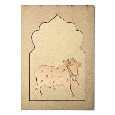 Adikala Mdf Jharokha With Pichwai Cow Left Side face Engraved Design ...