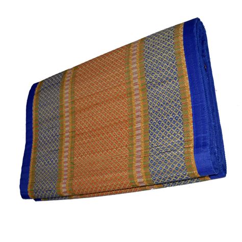 Multicolour Handwoven Madurkathi Four-fold Floor Mat — TVAMI