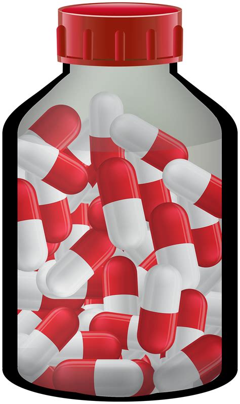 Red Medicine Bottle With Pills Capsules PNG Clipart - Best WEB Clipart