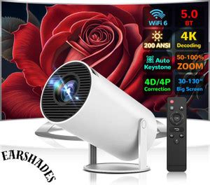 EarShades HY-300 4K Ultra HD Smart Mini Projector with WiFi, Android ...