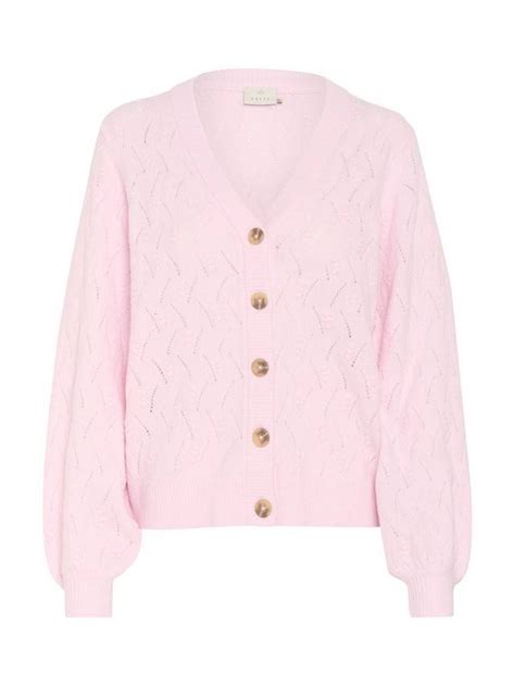 KAFFE Rita Pointelle Knit Cardigan, Lilac Snow